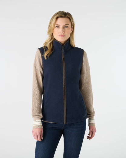 Navy Coloured Musto Womens Fenland Polartec Vest on White Background 