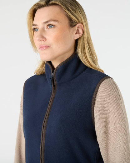 Navy Coloured Musto Womens Fenland Polartec Vest on White Background 