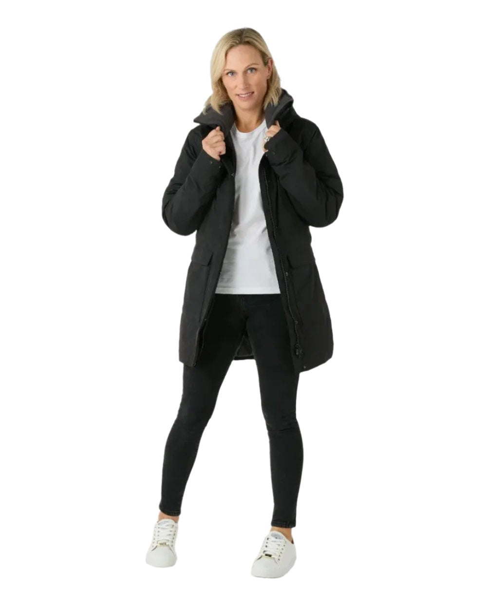 Black coloured Musto Womens Headland Pertex Primaloft Parka on white background 