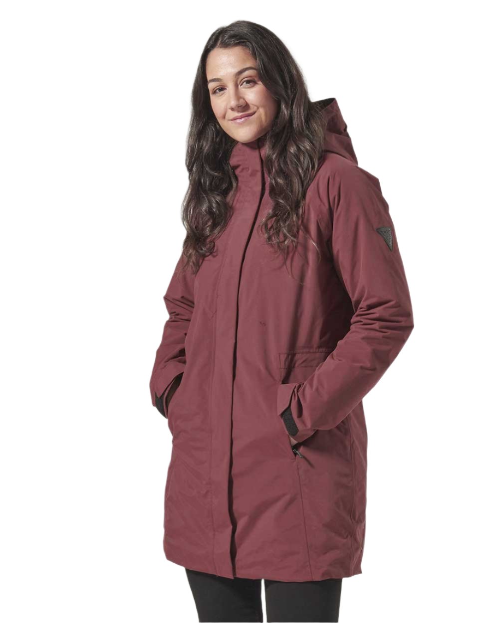 Windsor Wine coloured Musto Womens Primaloft 3 in 1 Parka on white background 