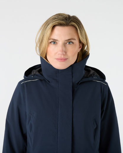 Navy Coloured Musto Womens Suffolk Waterproof Coat on White Background 