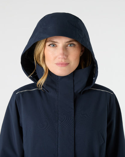 Navy Coloured Musto Womens Suffolk Waterproof Coat on White Background 