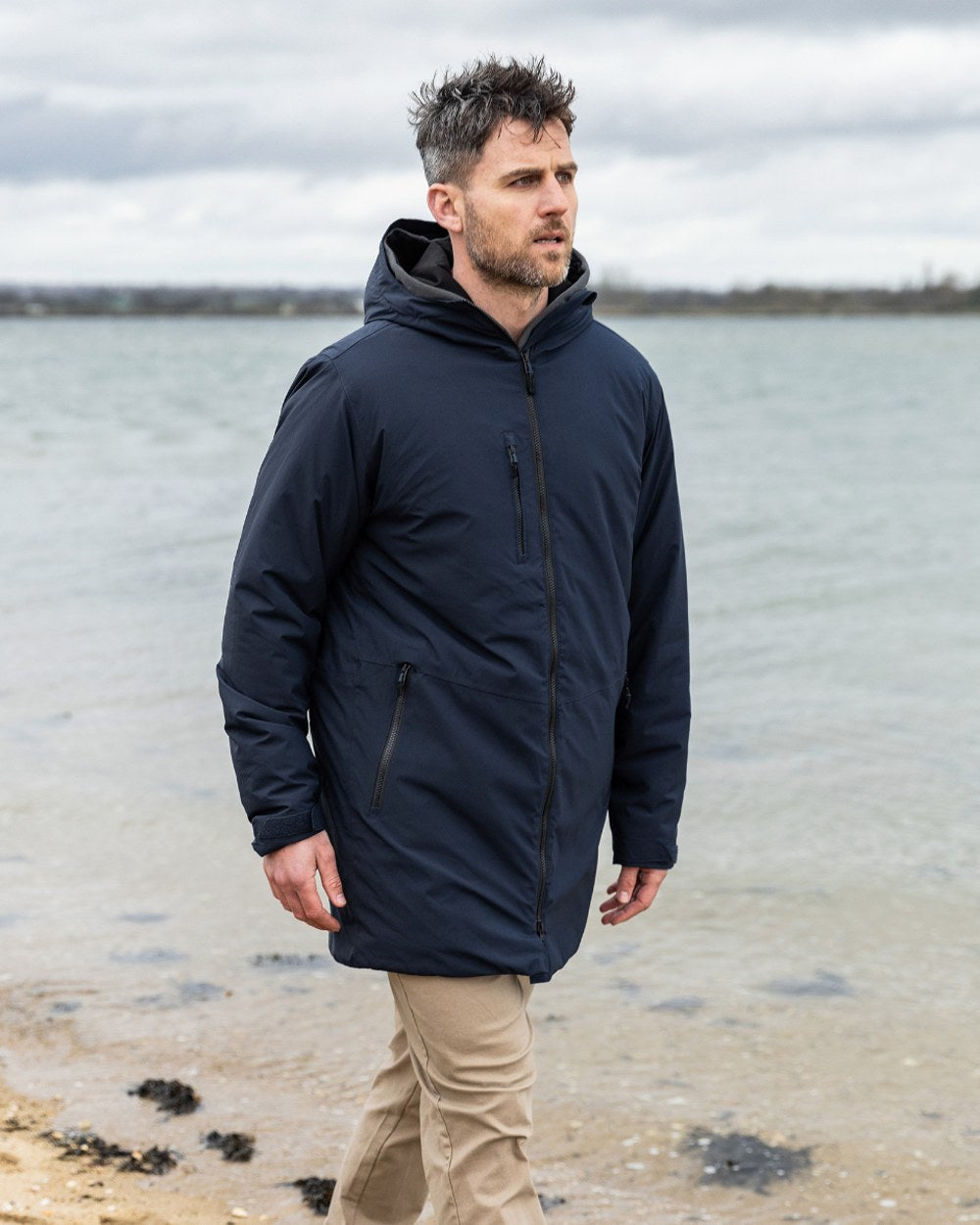 Musto Mens Marina Primaloft Long Rain Jacket in Navy