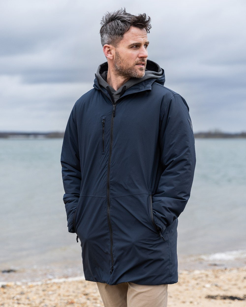 Musto Mens Marina Primaloft Long Rain Jacket in Navy