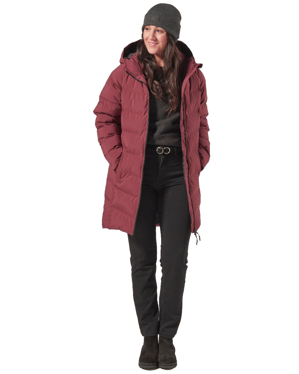 Musto Womens Marina Long Quilted Jacket in Windsor Wine 