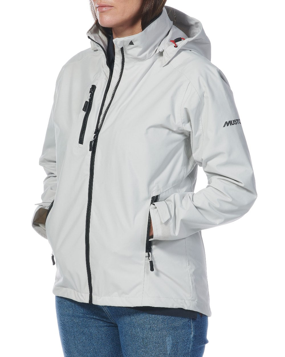 Platinum coloured Musto Womens Sardinia Jacket 2.0 on White background 