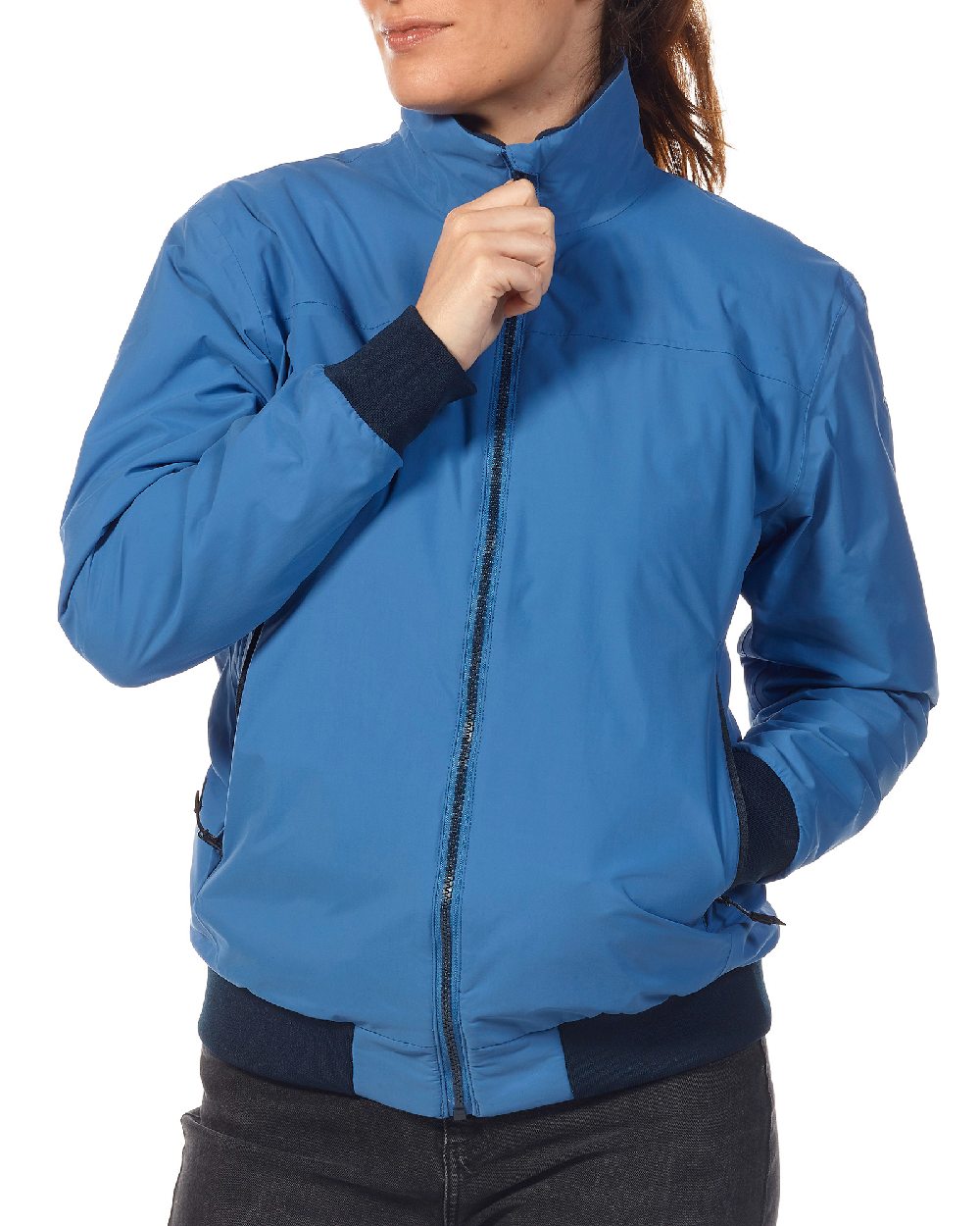 Daylight Blue coloured Musto Womens Snug Blouson Jacket on White background 