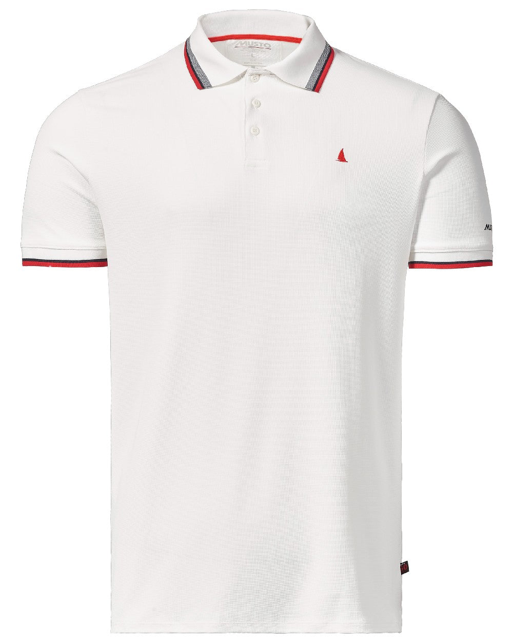 White coloured Musto Mens Evolution Pro Lite Short Sleeved Polo on White background 