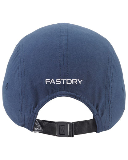 Navy coloured Musto 5 Panel Short Peak Cap on white background 