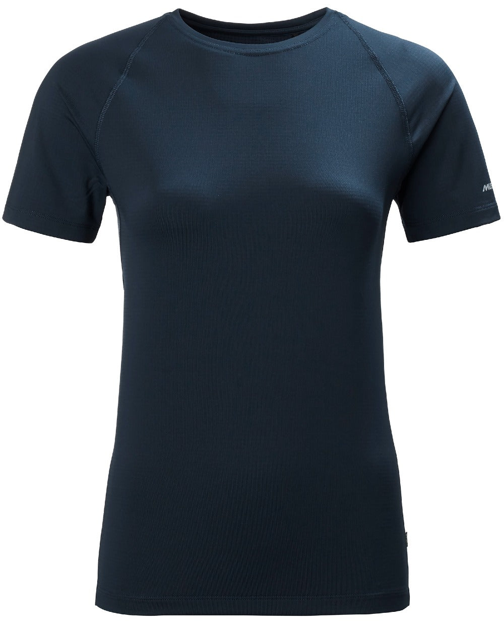 True Navy Coloured Musto Womens Evolution Sunblock Short Sleeve T-Shirt On A White Background 