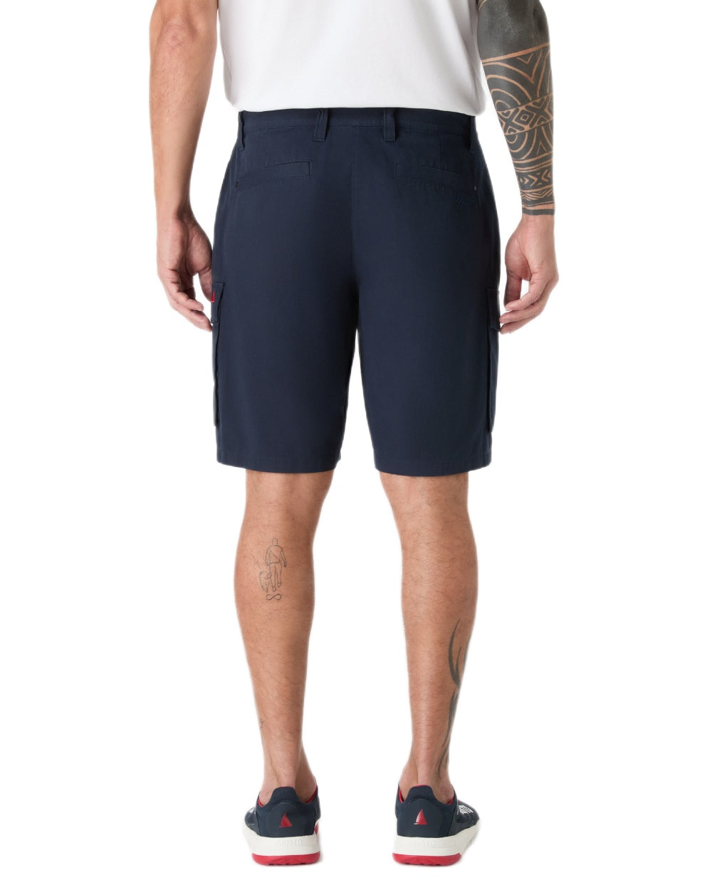 Navy coloured Musto Mens Original Cargo Shorts on white background 