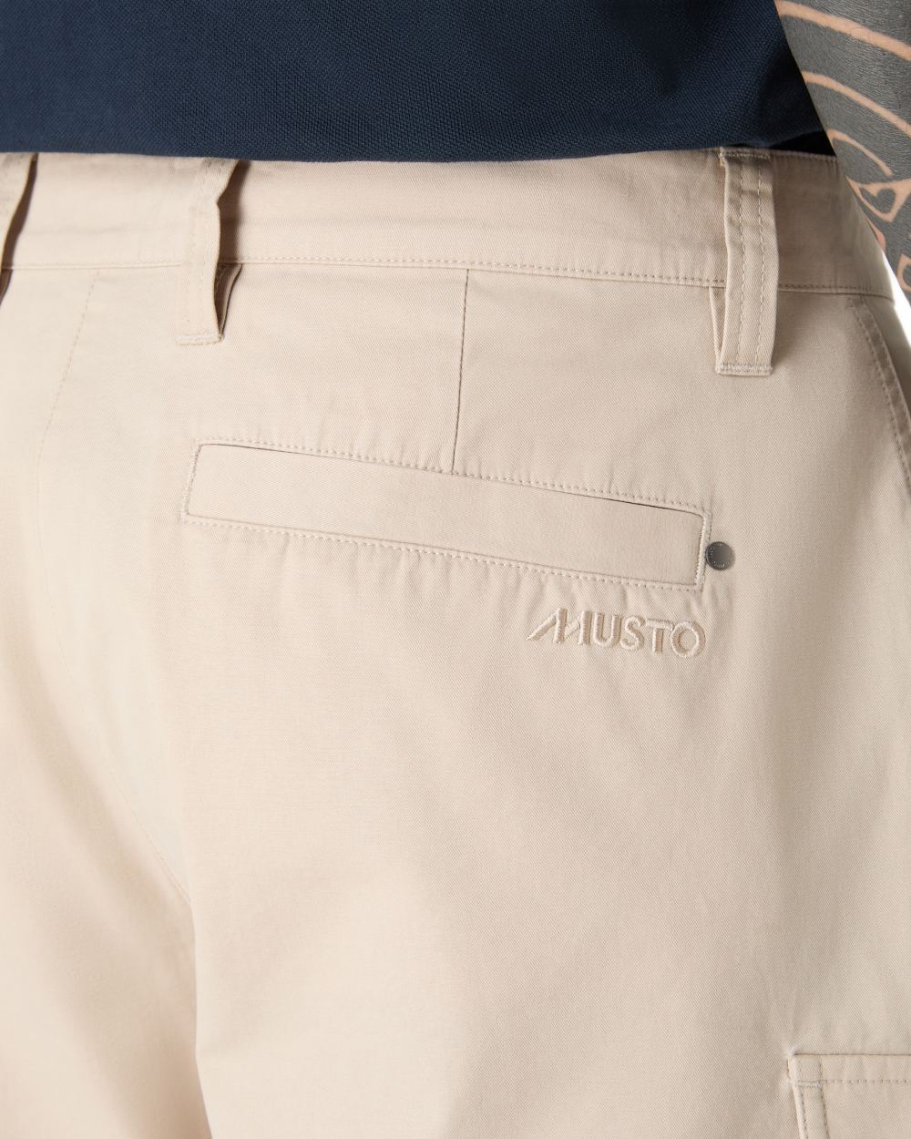 Pure Cashmere coloured Musto Mens Original Cargo Shorts on white background 