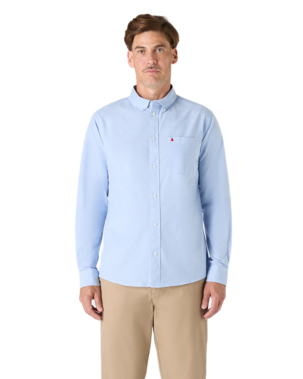 Pale Blue coloured Musto Mens Original Oxford Shirt on white background 