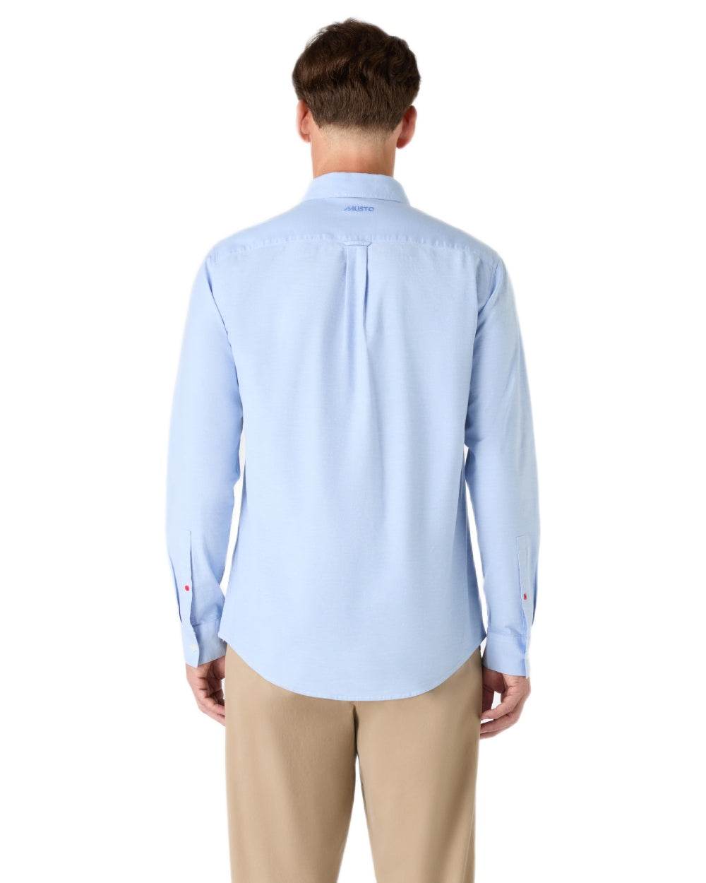 Pale Blue coloured Musto Mens Original Oxford Shirt on white background 
