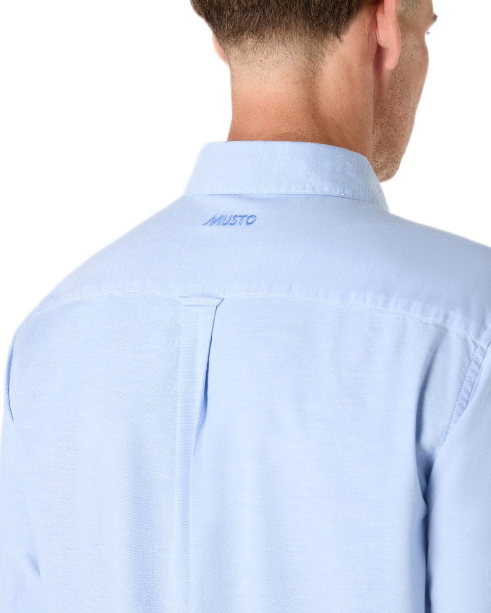 Pale Blue coloured Musto Mens Original Oxford Shirt on white background 