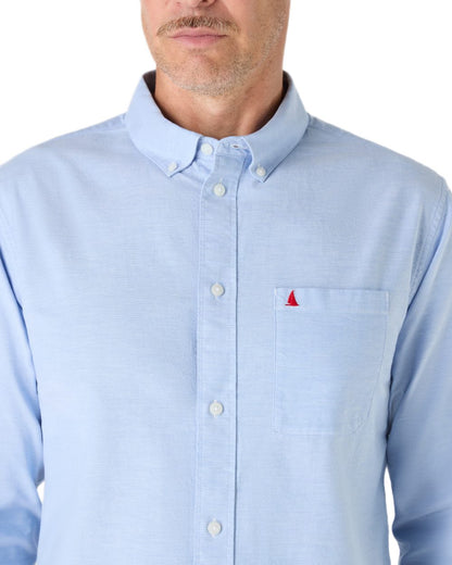 Pale Blue coloured Musto Mens Original Oxford Shirt on white background 