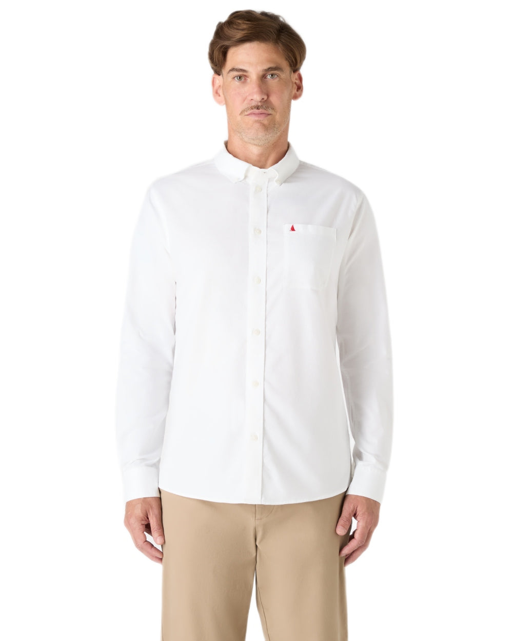 White coloured Musto Mens Original Oxford Shirt on white background 