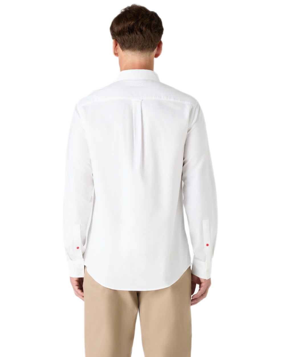 White coloured Musto Mens Original Oxford Shirt on white background 