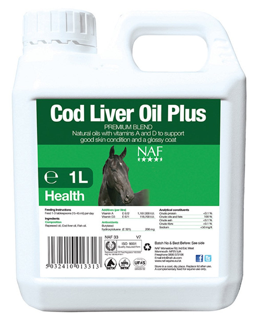 NAF Cod Liver Oil Plus 1lt on white background