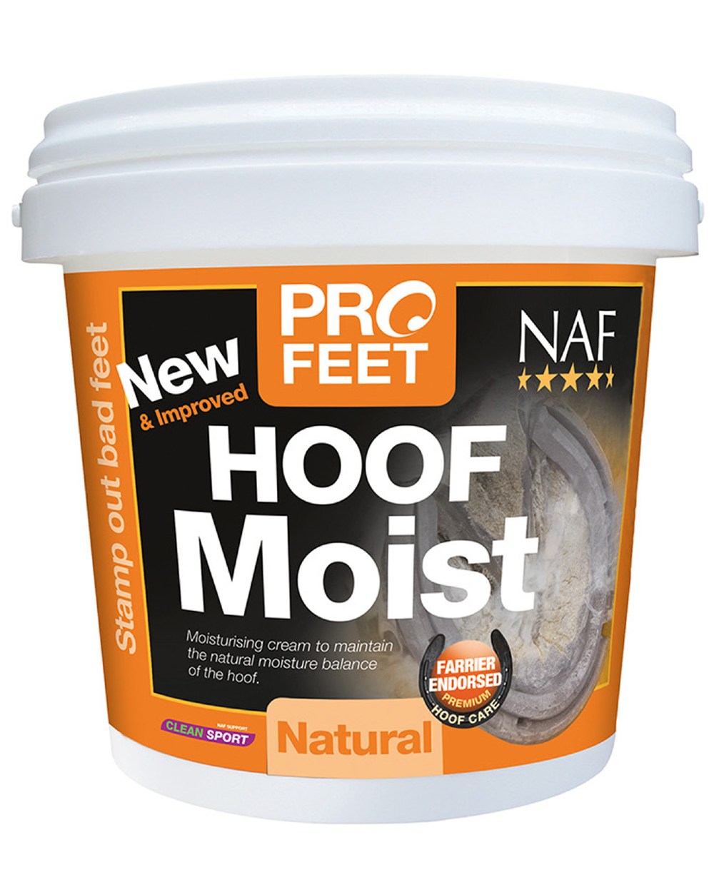 Natural coloured NAF Five Star Profeet Hoof Moist on white background 