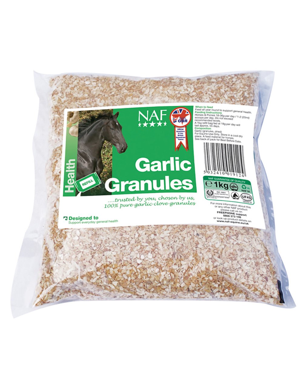 NAF Garlic Granules 1kg on white background