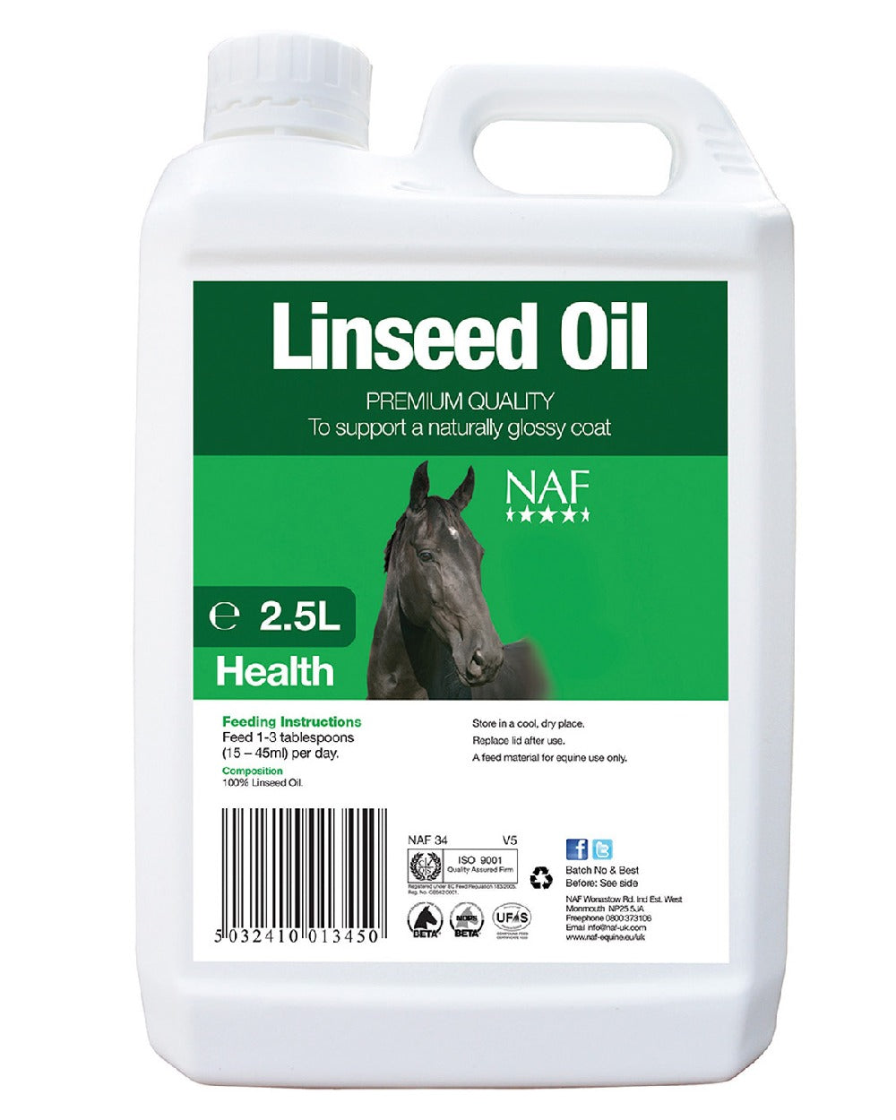NAF Linseed Oil 2.5lt on white background