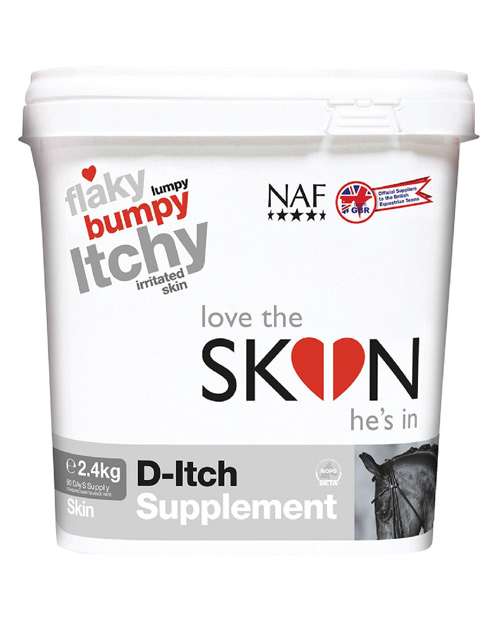 NAF Love The Skin Hes In D-Itch Supplement 2.4kg on white background
