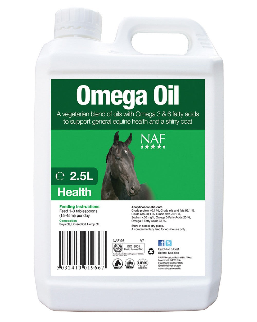 NAF Omega Oil 2.5L on white background