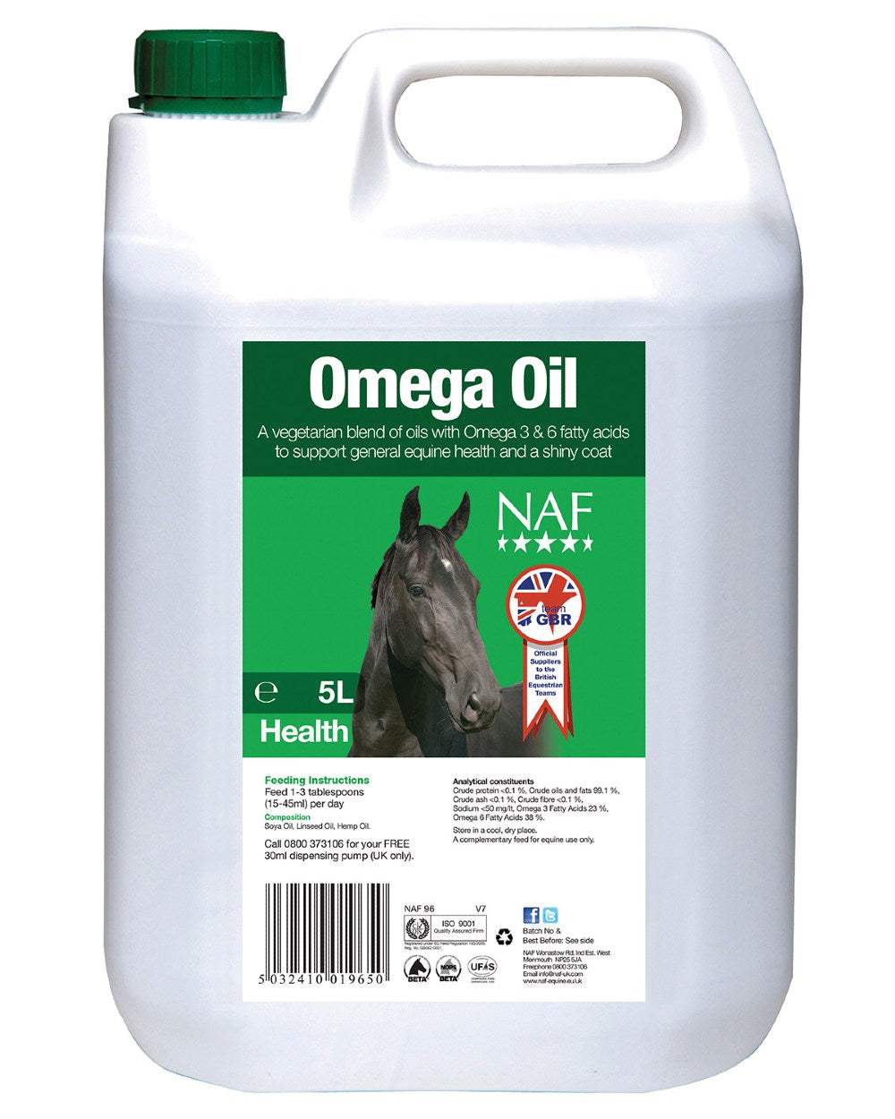 NAF Omega Oil 5L on white background
