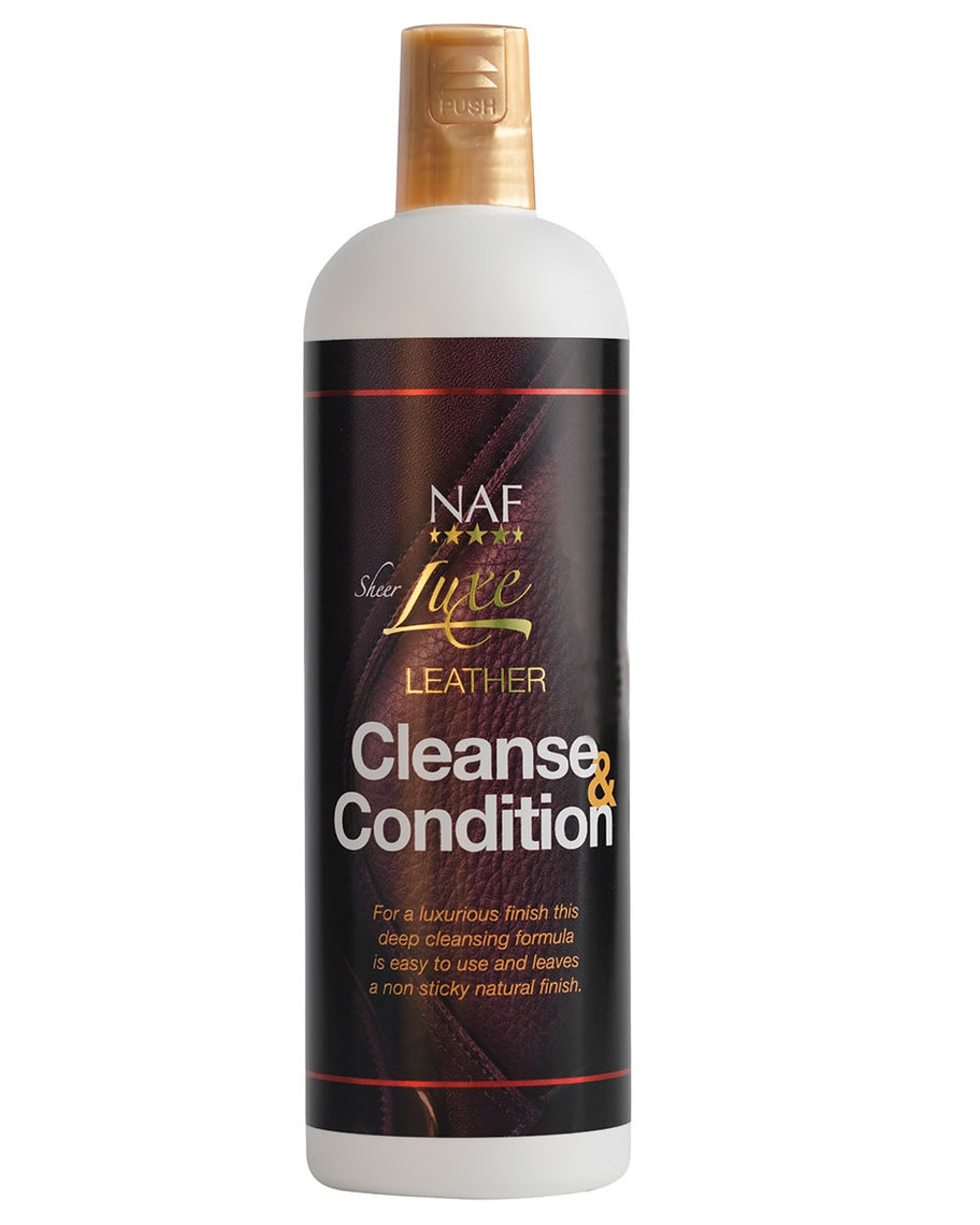 NAF Sheer Luxe Leather Cleanse &amp; Condition 500ml on white background