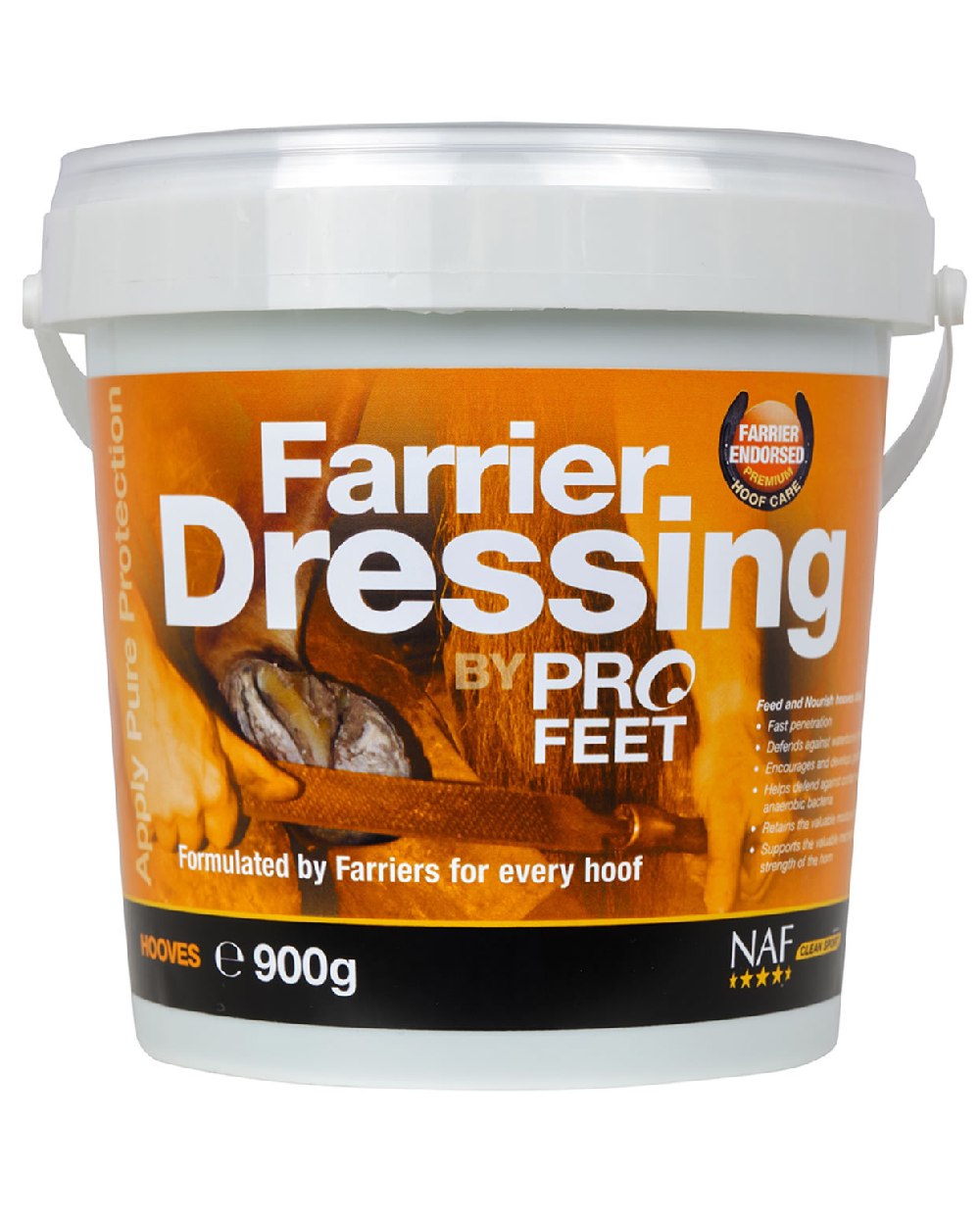 NAF Five Star Profeet Farrier Dressing 900gm on white background