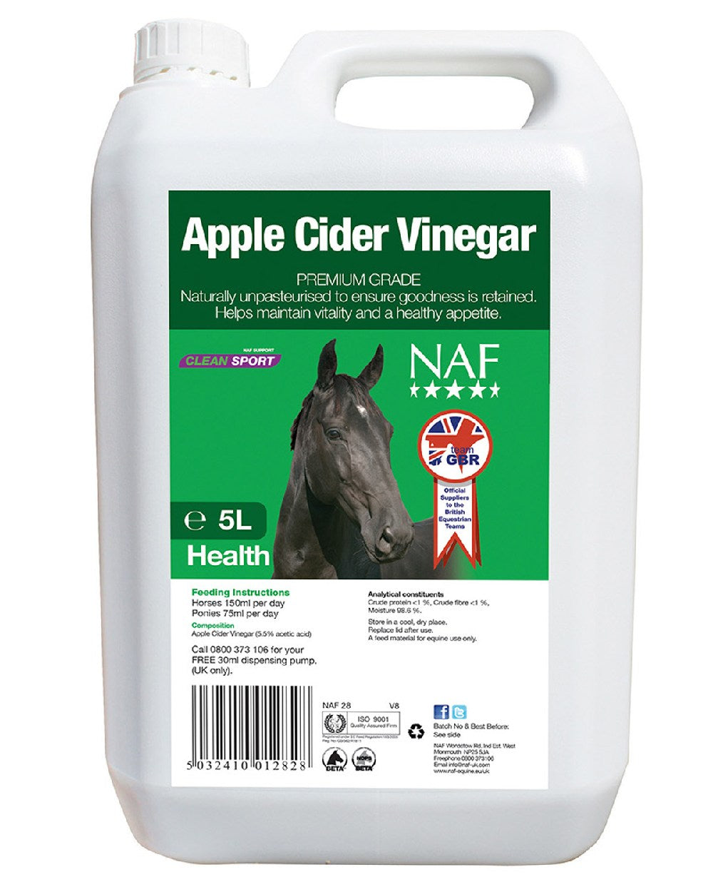 NAF Apple Cider Vinegar 5l on white background