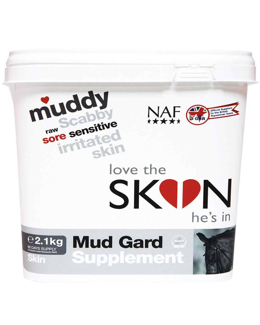 NAF Love The Skin Hes In Mud Gard Supplement 2.1KG on white background