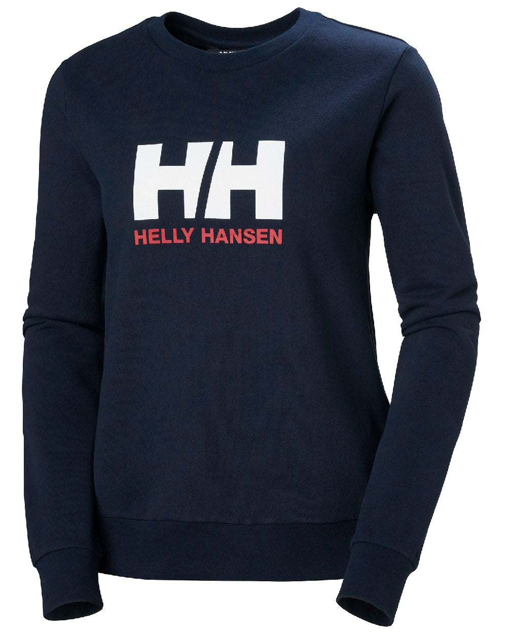 Navy coloured Helly Hansen Womens Logo Crew Sheatshirt 2.0 on a white background 