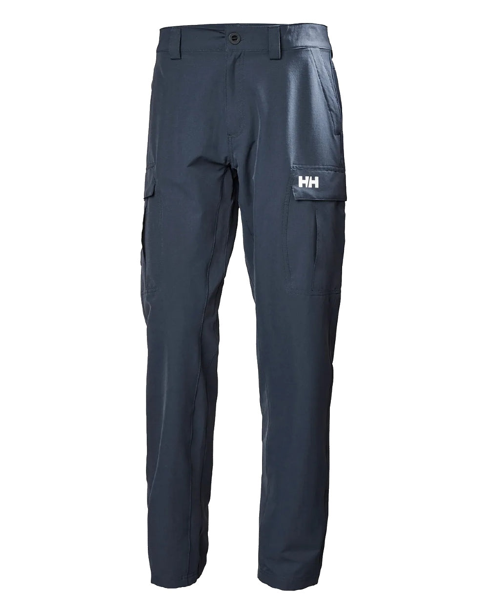 Navy coloured Helly Hansen Mens HH quick dry cargo pant on white background 