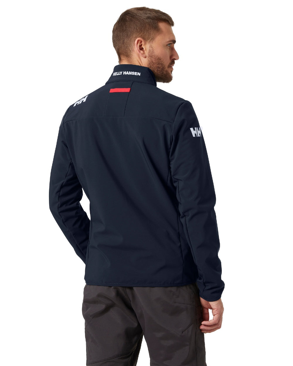 Navy coloured Helly Hansen Mens Crew Softshell Jacket 2.0 on white background 