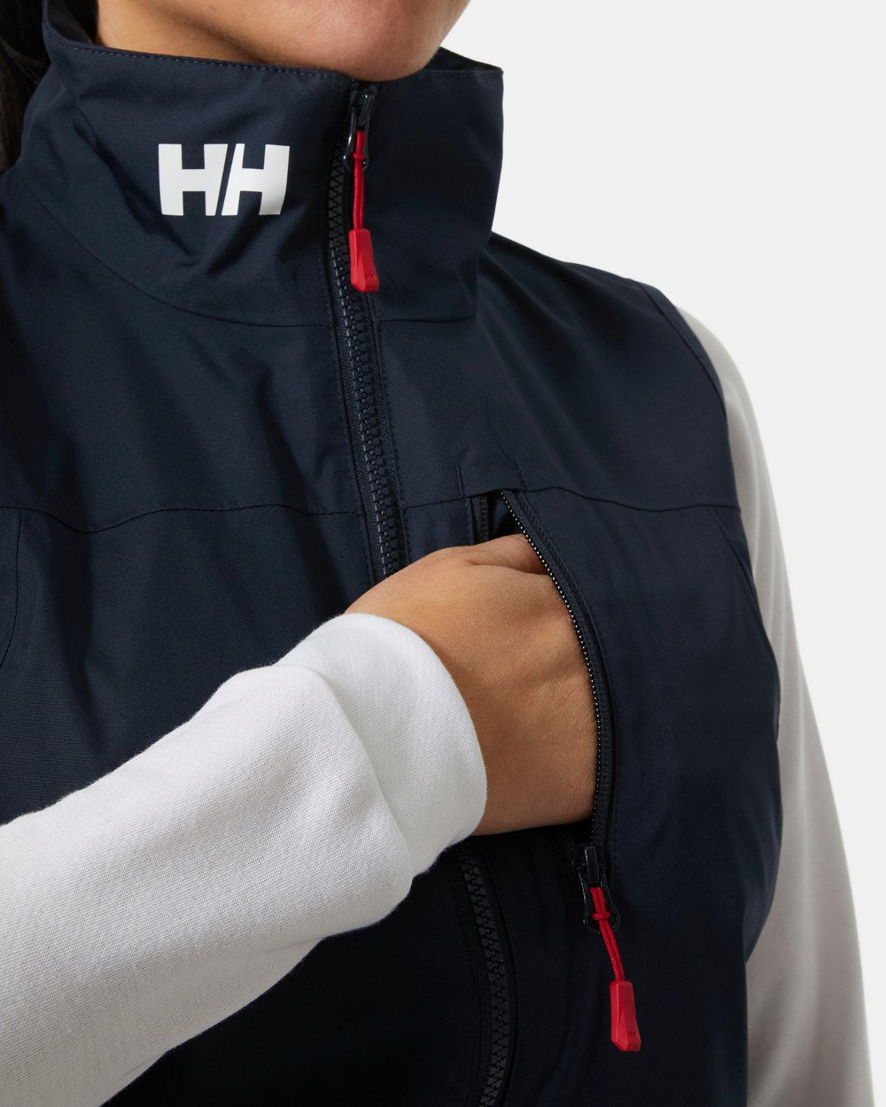 Navy coloured Helly Hansen Womens Crew Sailing Vest 2.0 on white background 