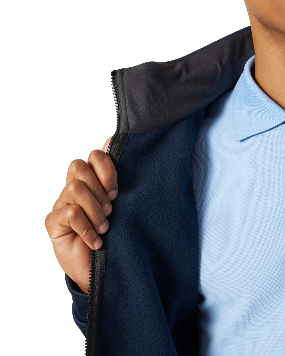 Navy coloured Helly Hansen Mens HP Fleece Jacket 2.0 on white background 
