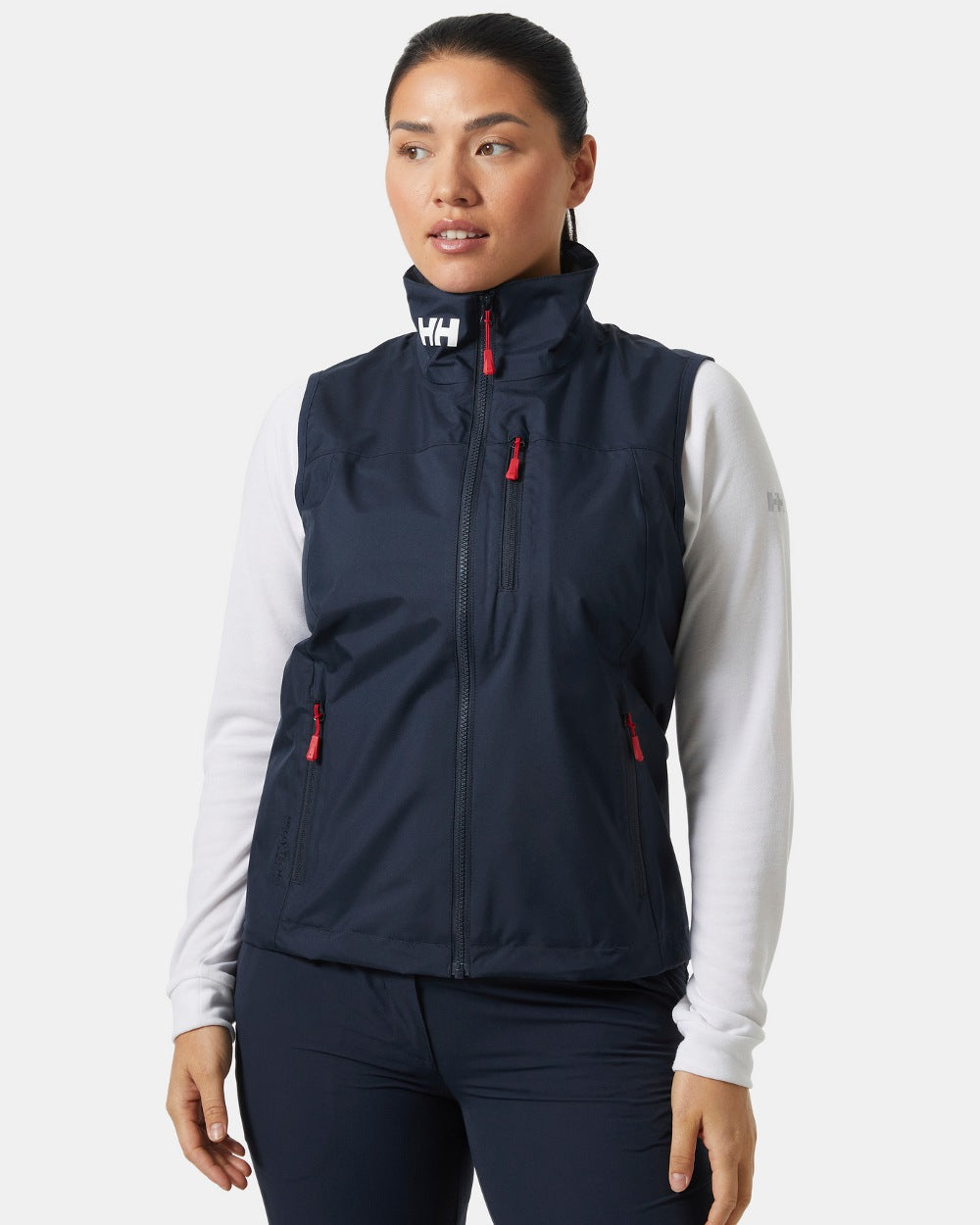 Navy coloured Helly Hansen Womens Crew Sailing Vest 2.0 on white background 