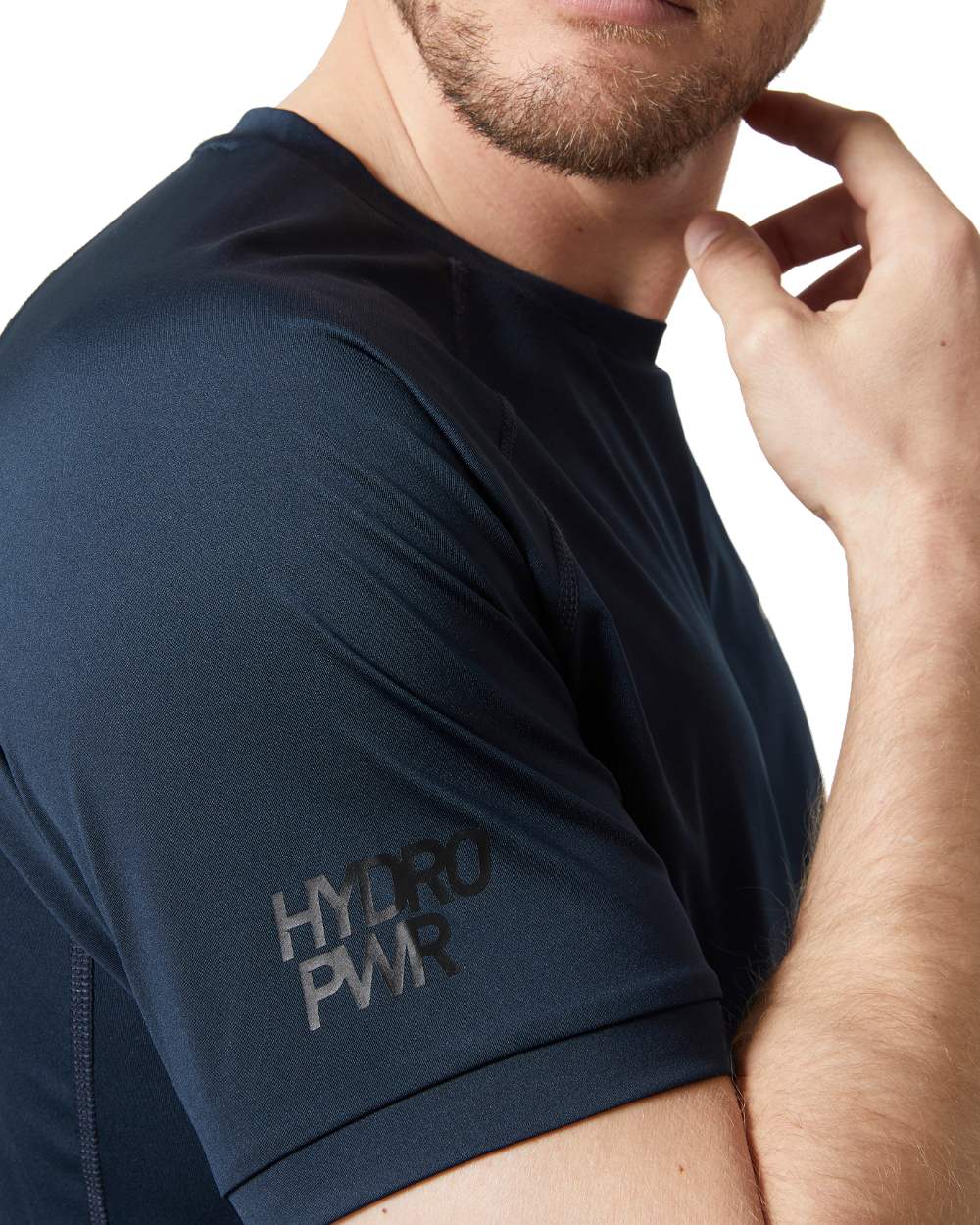 Navy coloured Helly Hansen Mens HP Ocean T-Shirt 2.0 on white background 