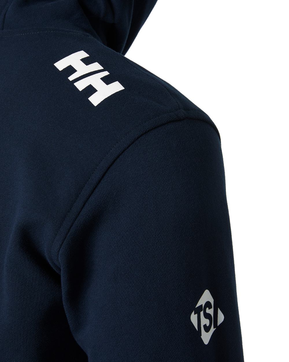 Navy coloured Helly Hansen American Magic Cotton Hoodie on white background 