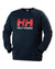 Navy Coloured Helly Hansen Mens Logo Crew Sweatshirt On A White Background #colour_navy
