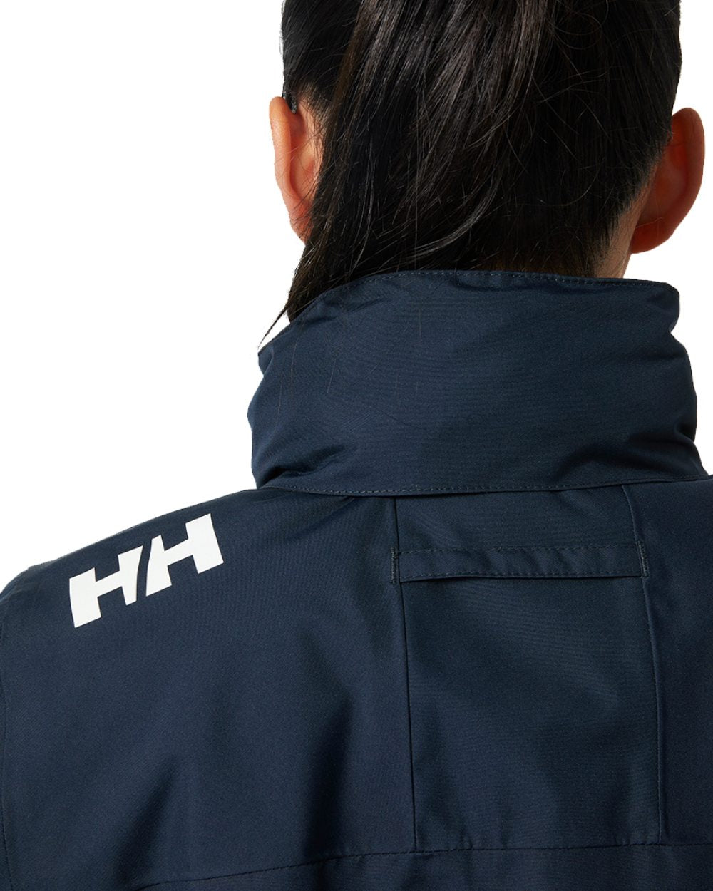 Navy Coloured Helly Hansen Womens Crew Hooded Midlayer Sailing Jacket 2.0 On A White Background 