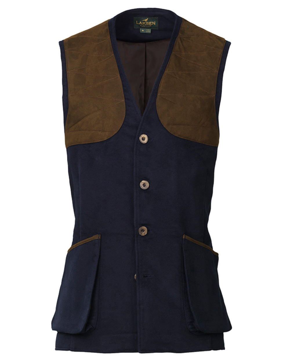 Navy Coloured Laksen Belgravia Leith Shooting Vest On A White Background 