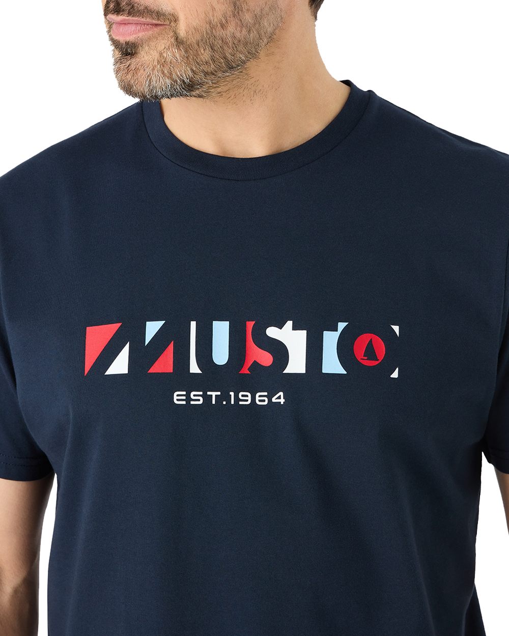 Navy Coloured Musto Mens 1964 Short Sleeve T-Shirt On A White Background 