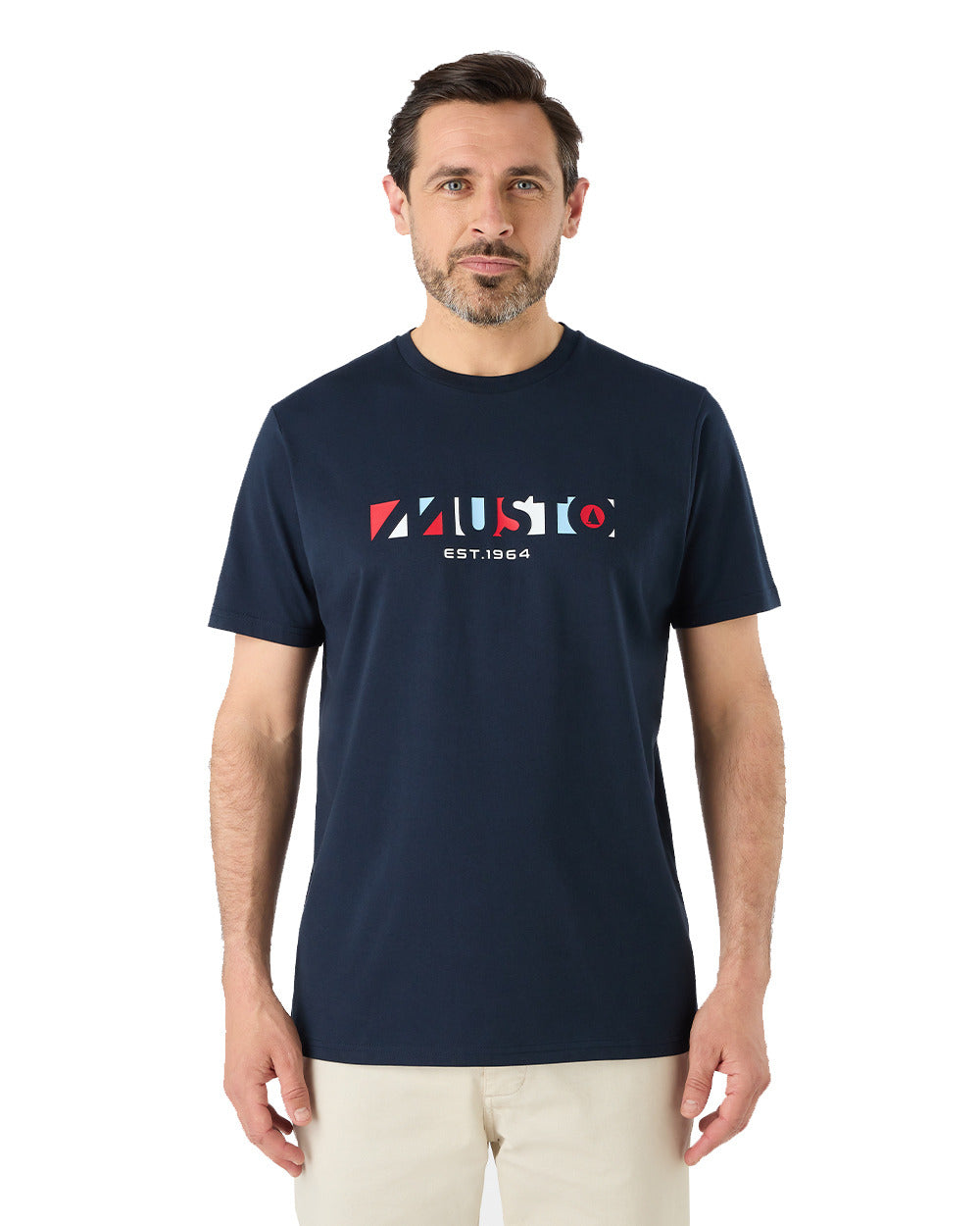 Navy Coloured Musto Mens 1964 Short Sleeve T-Shirt On A White Background 