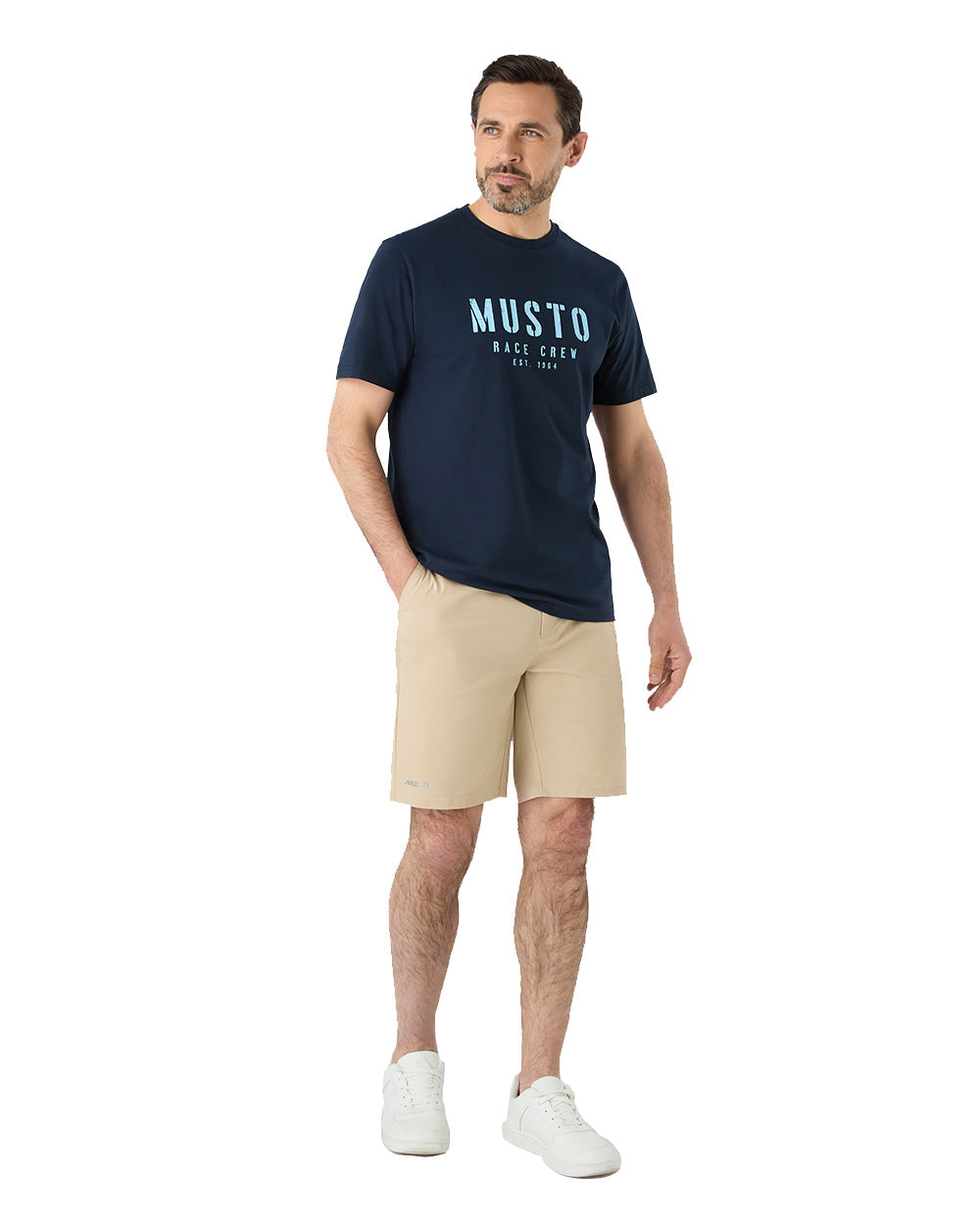 Navy Coloured Musto Mens Classic Short Sleeve T-Shirt On A White Background 