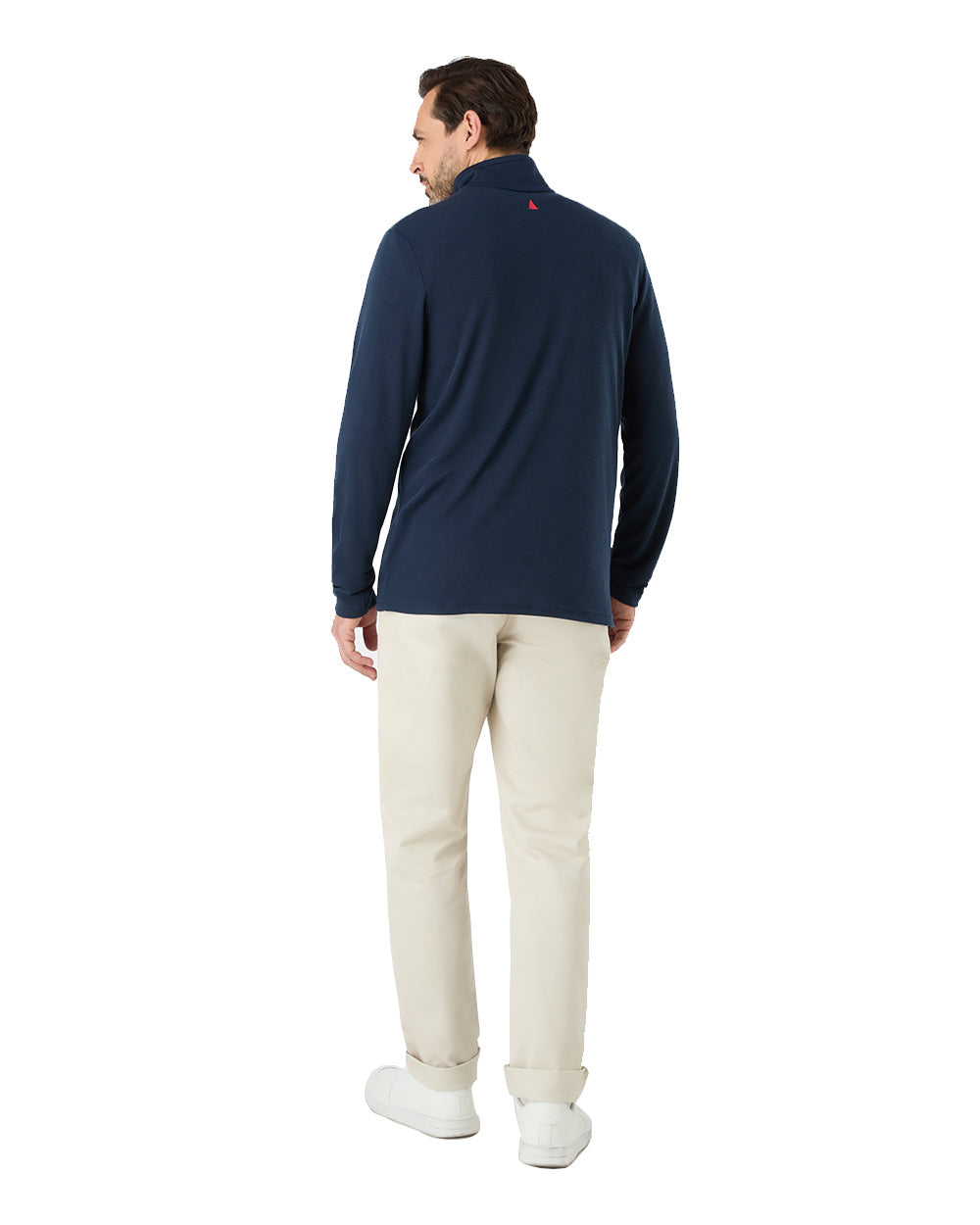 Navy Coloured Musto Mens Fast Dry Half Zip Top On A White Background 