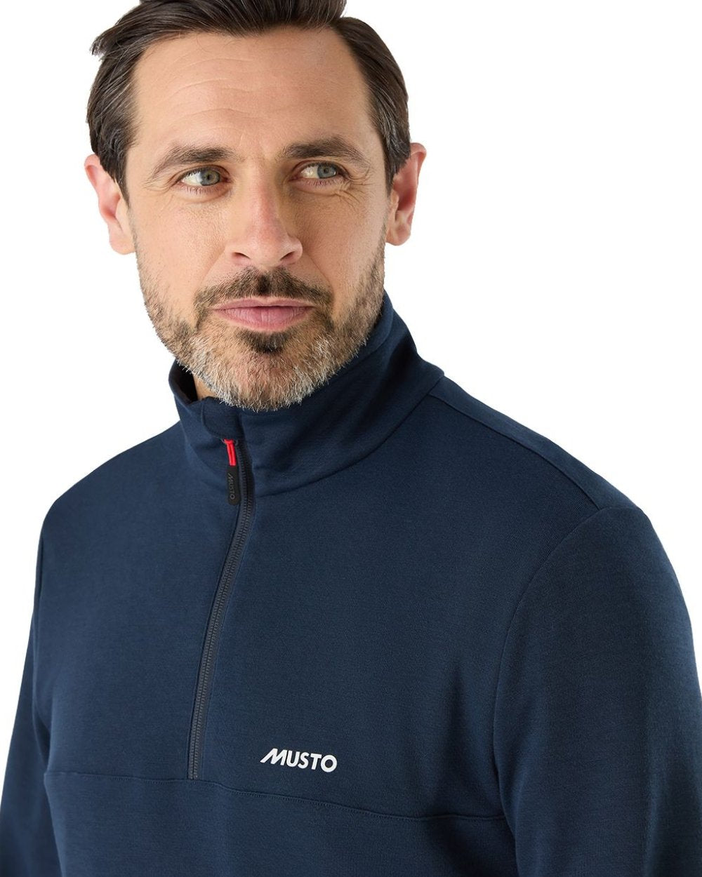 Navy Coloured Musto Mens Fast Dry Half Zip Top On A White Background 