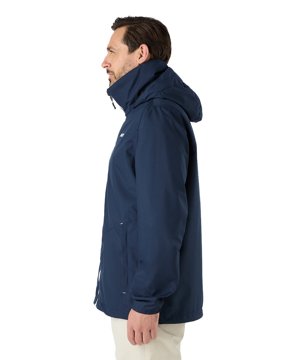 Navy Coloured Musto Mens Nautic Rain Jacket On A White Background 